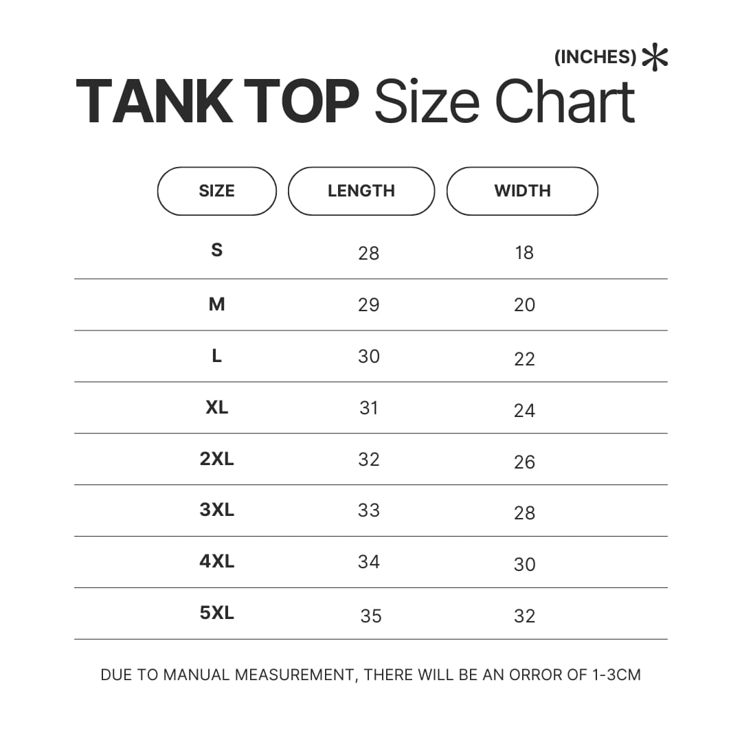 Tank Top Size Chart - Big Mouth Store