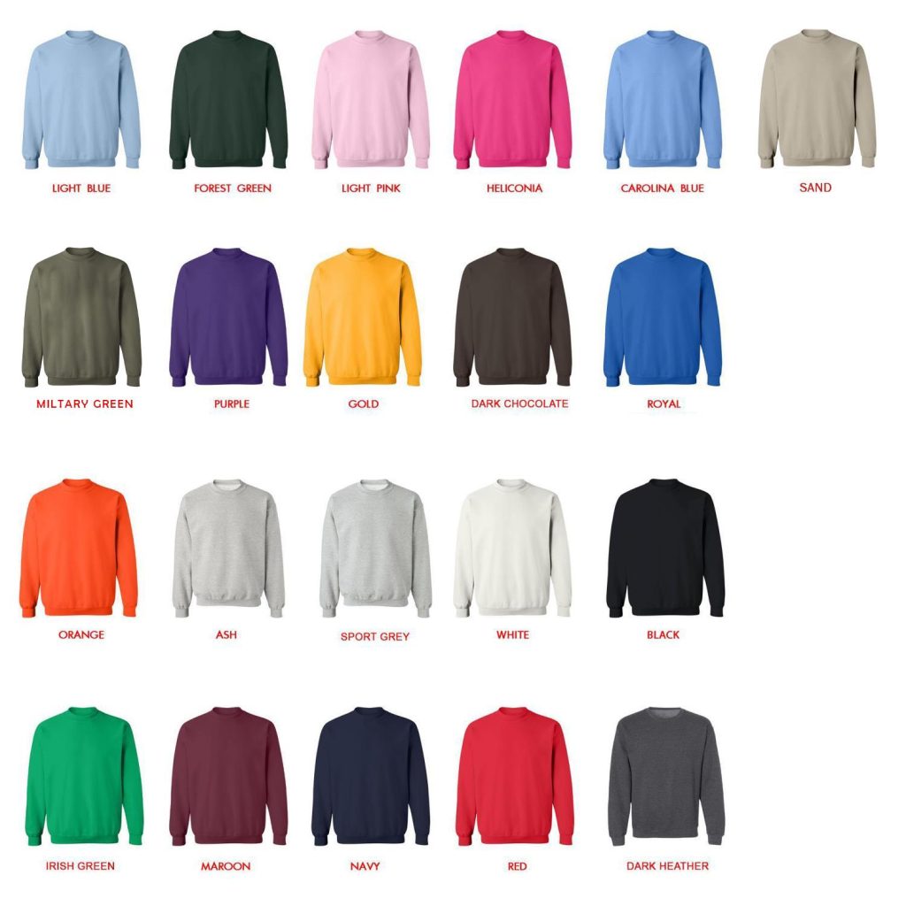 sweatshirt color chart - Big Mouth Store