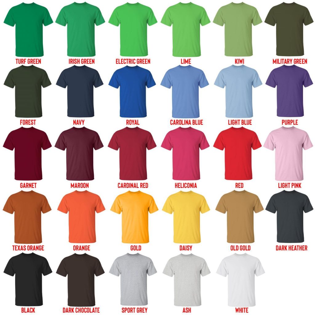 t shirt color chart - Big Mouth Store